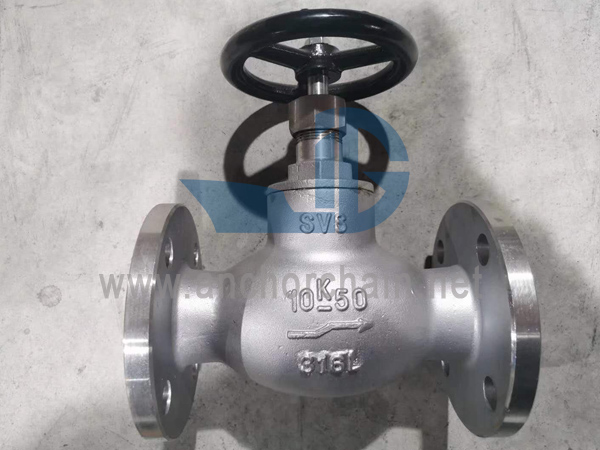 JIS F 7409 16K SCS16 స్టెయిన్‌లెస్ స్టీల్ స్క్రూ డౌన్ చెక్ గ్లోబ్ వాల్వ్‌లు